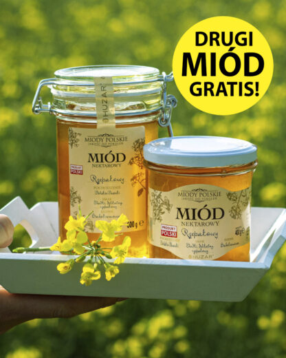 Miód polski rzepakowy 600g - Drugi miód GRATIS!