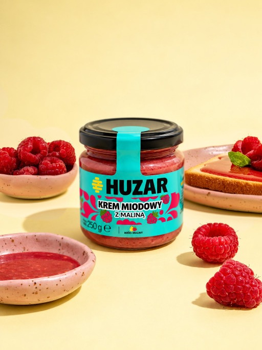Krem miodowy z maliną 250g