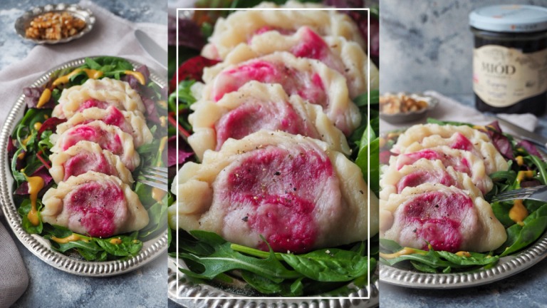 Pierogi z burakami i kozim serem